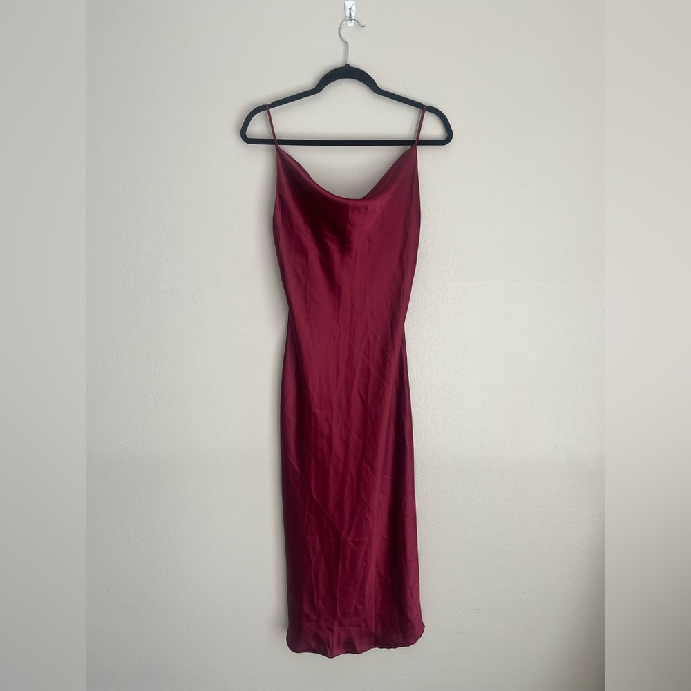 Burgundy midi slip dress